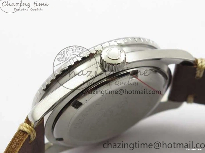 0214 Practical Vintage Seamaster 300 No Date T SS B12 Black Dial On Brown Leather Strap A2836 (Free Nylon Strap) 7910